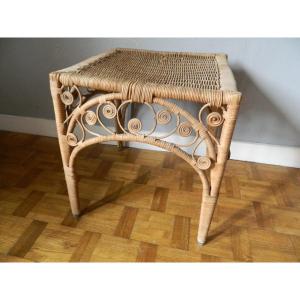 Tabouret Ou Table d'Appoint En Osier