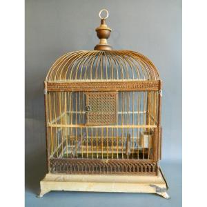 Cage à Oiseaux En Métal Peint d'époque 19ème Siècle
