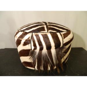 Large Zebra Skin Pouf