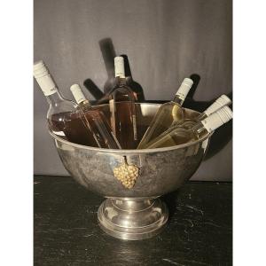 Rafraîchissoir vasque à champagne vintage en métal argenté et doré