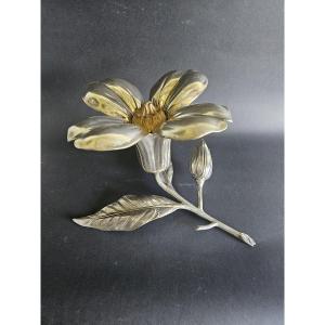Grande fleur en métal avec pétales amovibles servant de cendrier, années 60