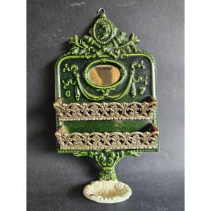 Porte peigne / brosse en fonte émaillée