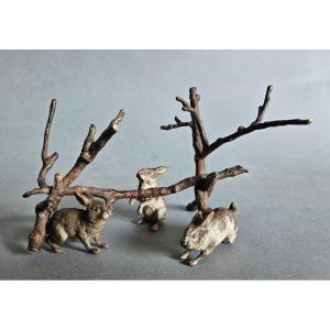 Austrian Cold Painted Bronze Rabbits