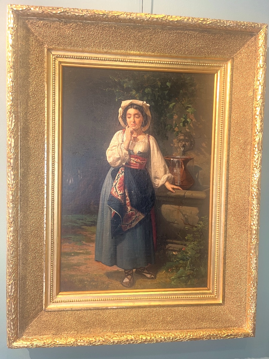 Oil, Painting, Woman By The Well 