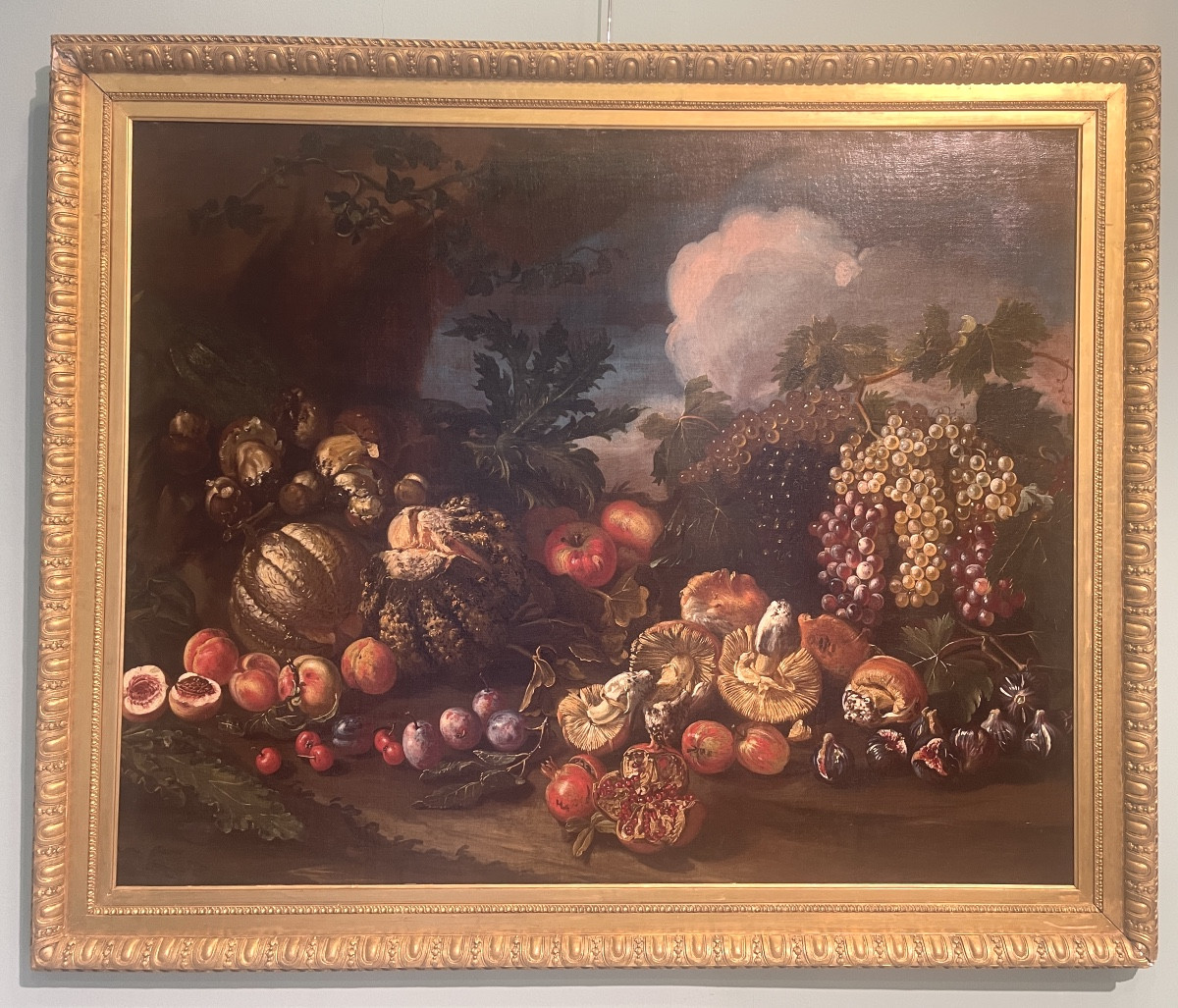 Oil Painting, Still Life With Fruit And Mushrooms