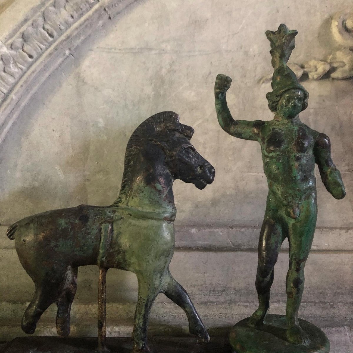 Statuettes Of A Greek Warrior And An Olympian Horse/bronze/twentieth-photo-8