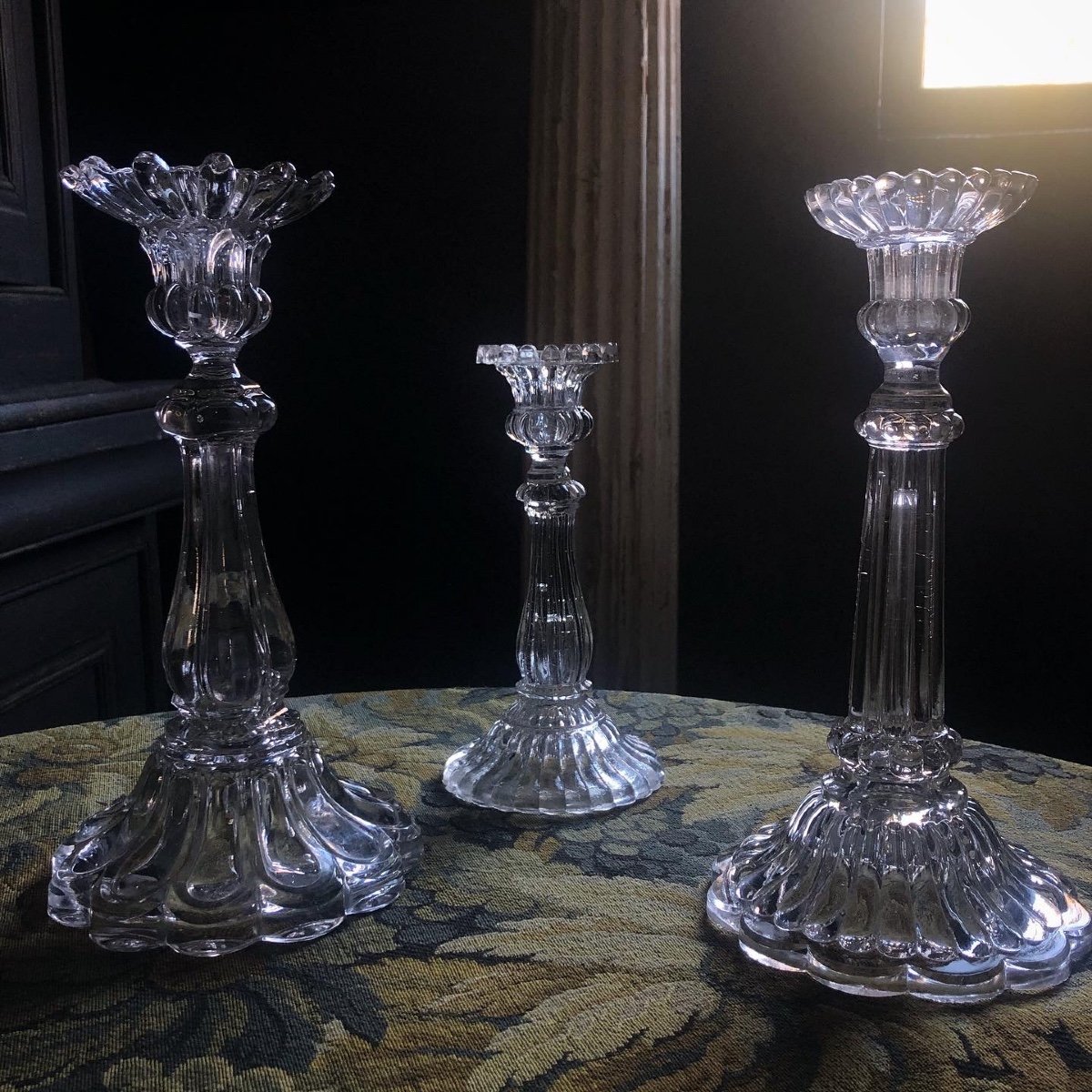 3 Crystal Candlesticks Late Nineteenth-photo-4