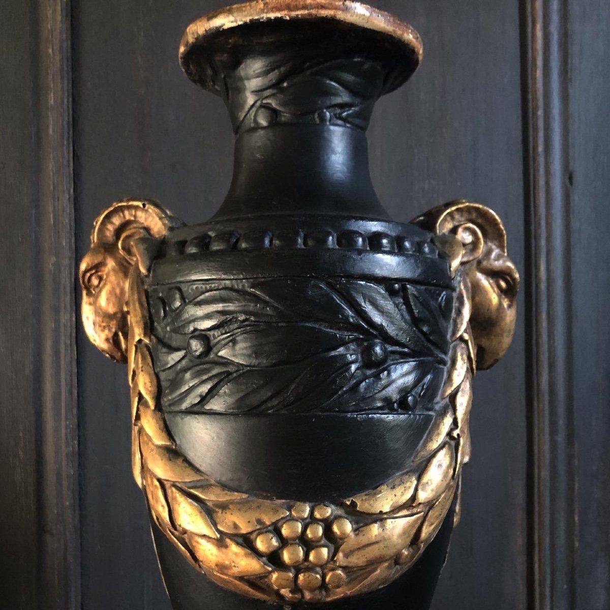 Superbe Vase De Dresde Moulage Plâtre Fin XIXe-photo-4