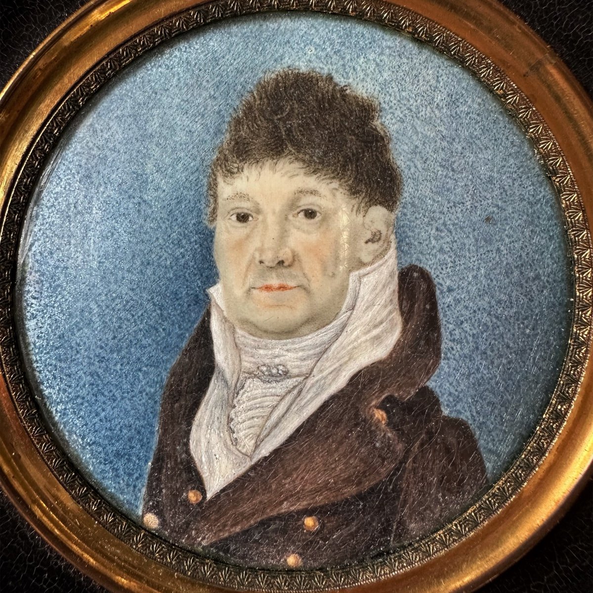 1 Pair Of Portrait Miniatures / French School Nineteenth-photo-6
