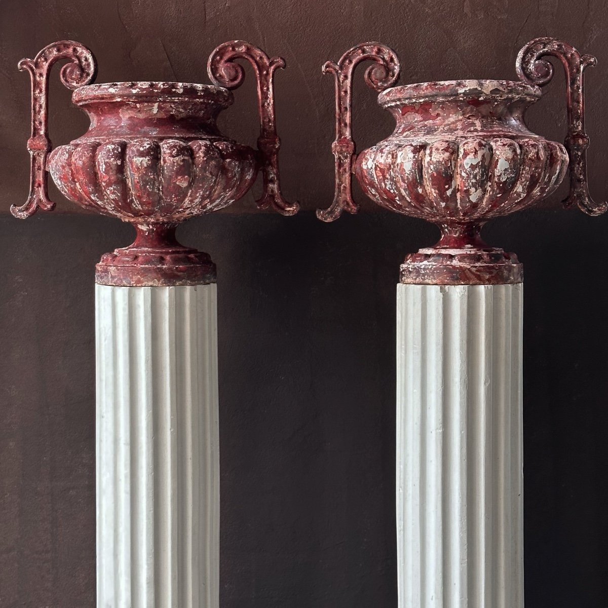 Superb Pair Of Louis XV Art Cast Iron Basins With 19th Century Handles