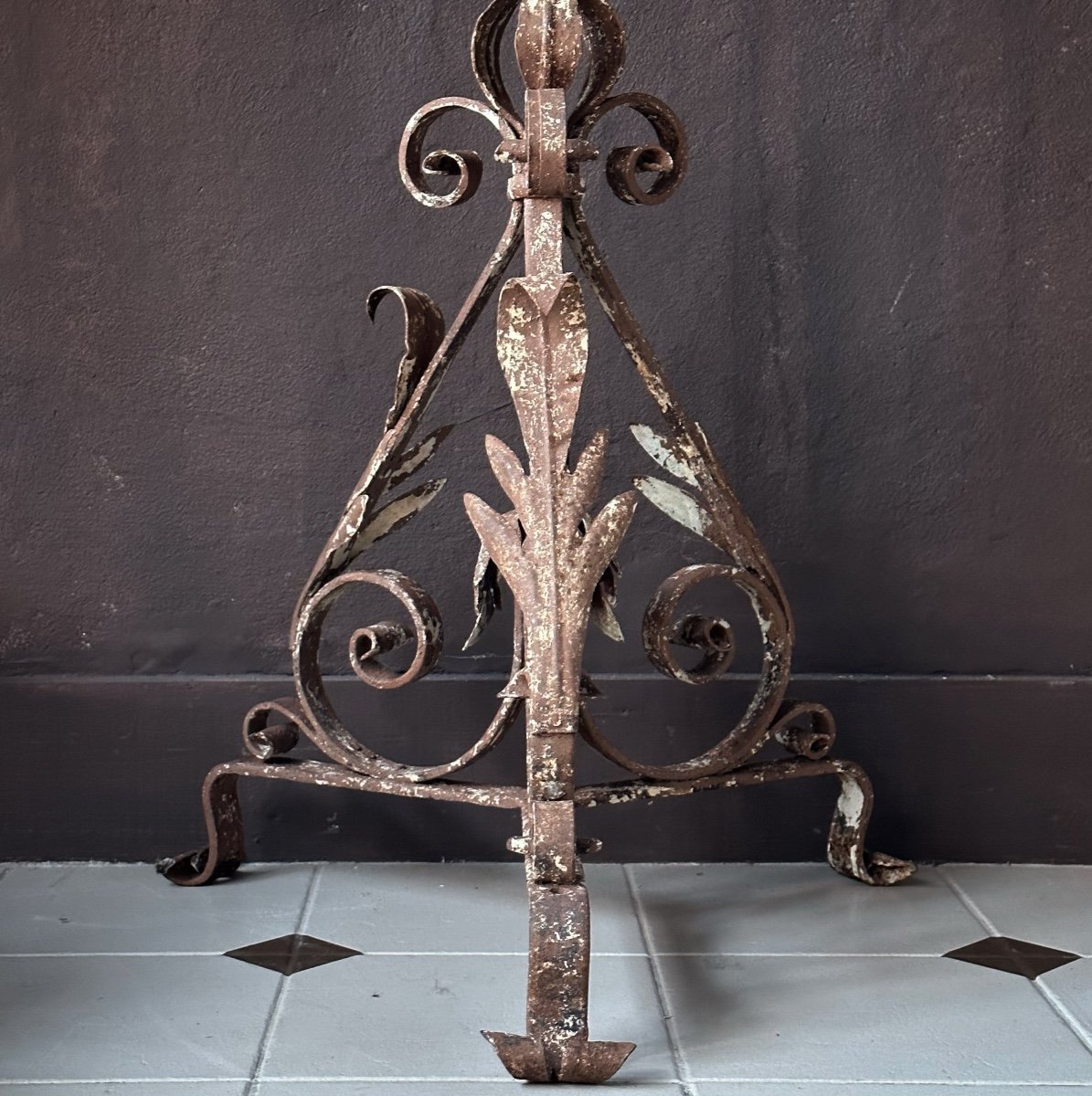 Tall Forged Metal Candelabra Tripod-photo-3