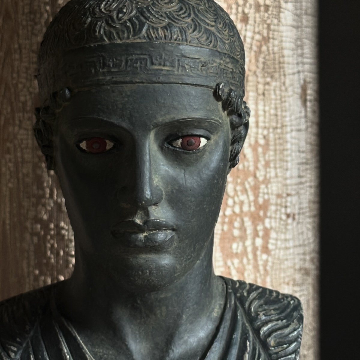 Bust Of The Charioteer Of Delphi/plaster Casting/bronze Patina/20th-photo-3