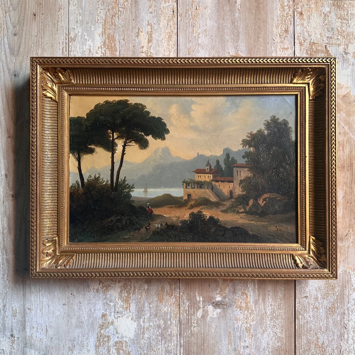 Italian Landscape/oil On Canvas 19th Century/italian School-photo-2