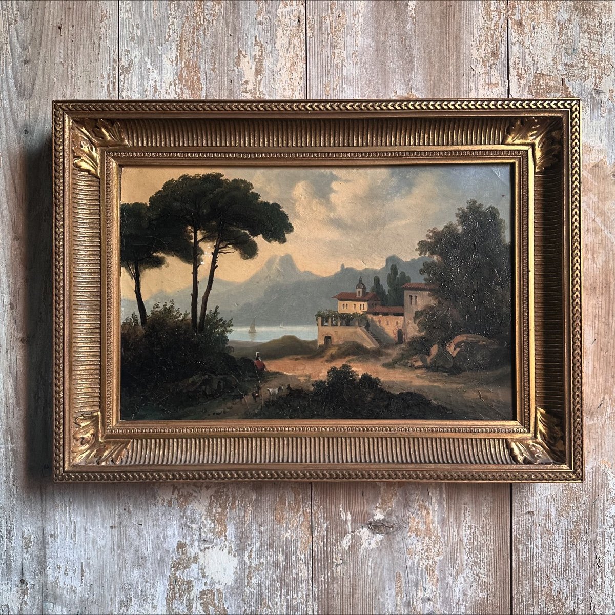 Italian Landscape/oil On Canvas 19th Century/italian School-photo-1