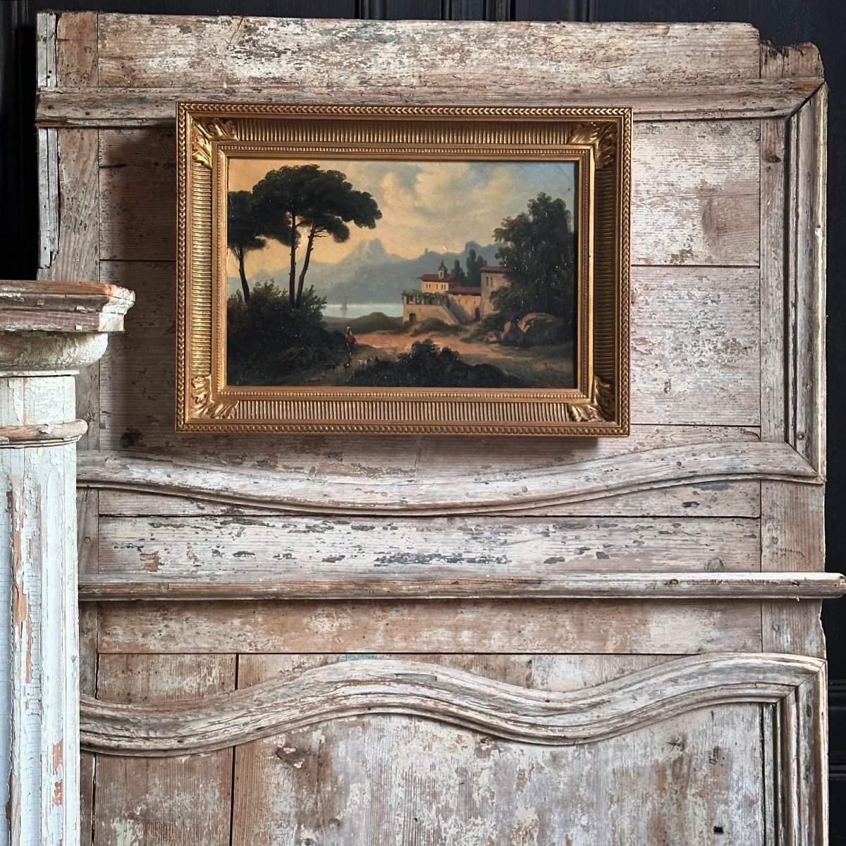 Italian Landscape/oil On Canvas 19th Century/italian School-photo-2