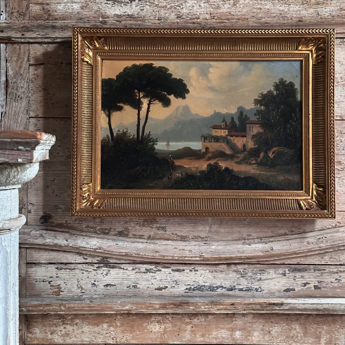 Italian Landscape/oil On Canvas 19th Century/italian School-photo-6