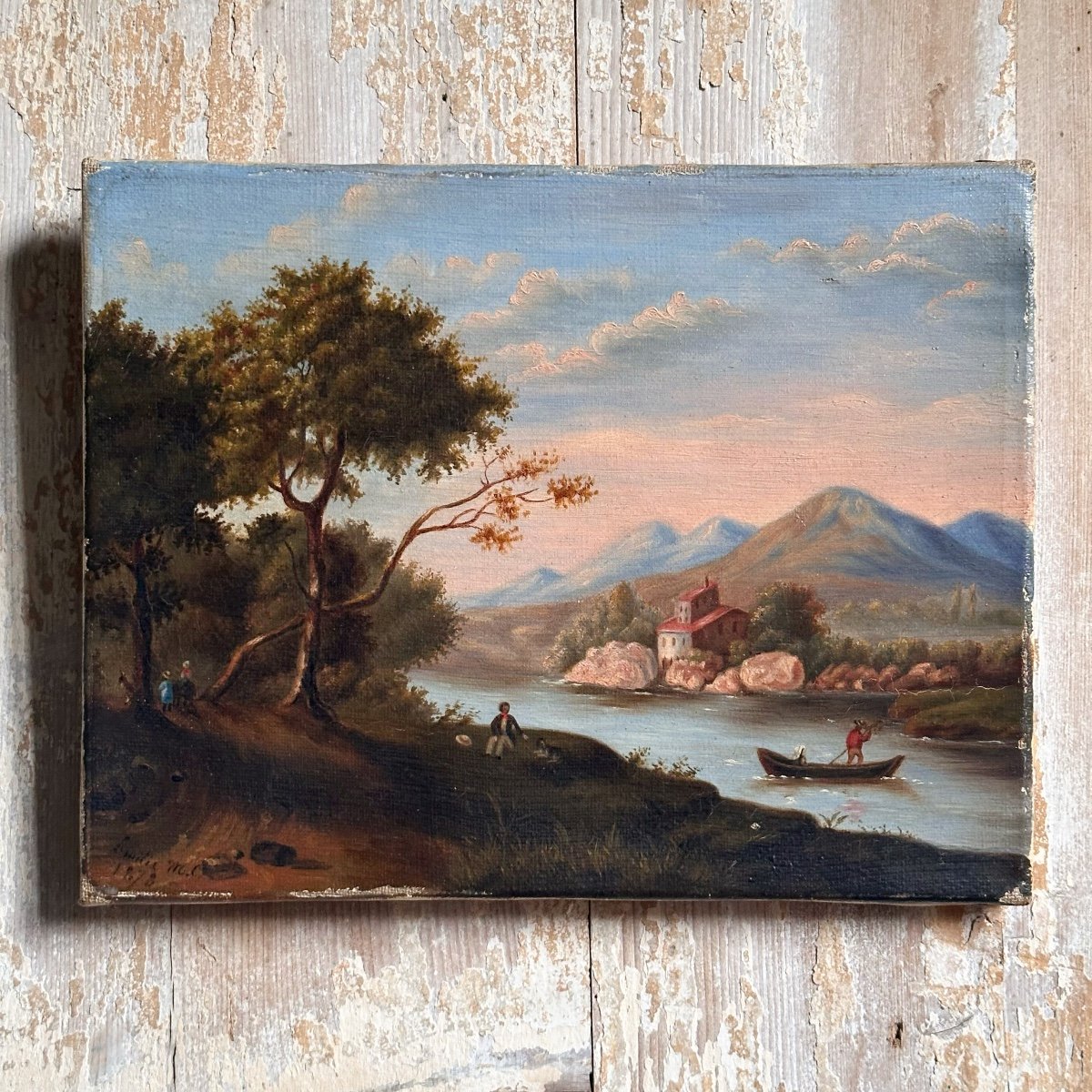 Italian Landscape / Oil On Canvas / 19th Century French School-photo-1