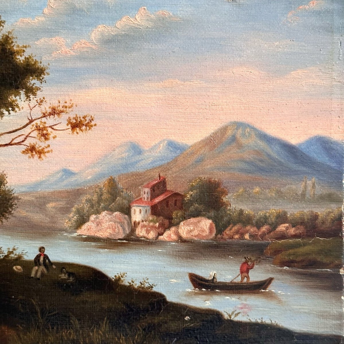 Italian Landscape / Oil On Canvas / 19th Century French School-photo-3