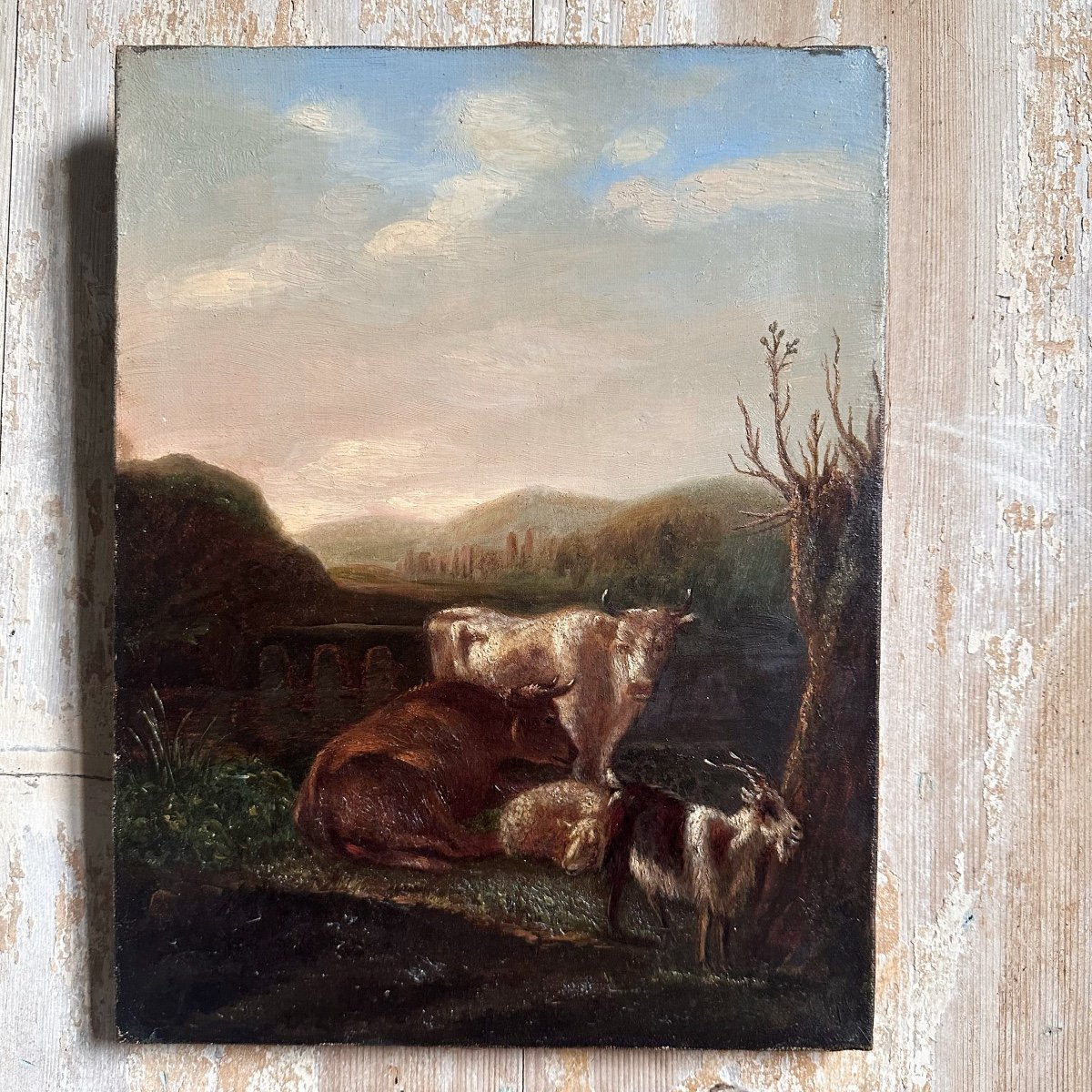 Rural Landscape / Oil On Canvas / 19th Century French School-photo-1