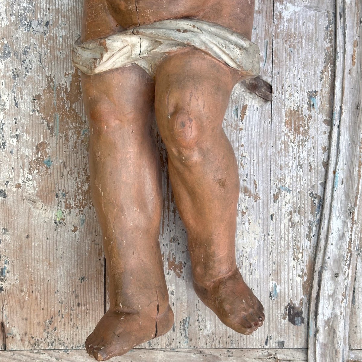 Putto Carved Wood Polychrome Baroque XVIIIth Italy-photo-5