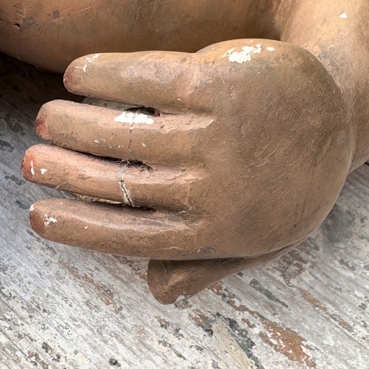 Putto Carved Wood Polychrome Baroque XVIIIth Italy-photo-7