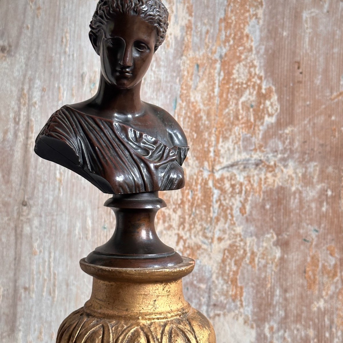Petit Buste Bronze Diane De Gabies/artémis Fin XIXe-photo-2