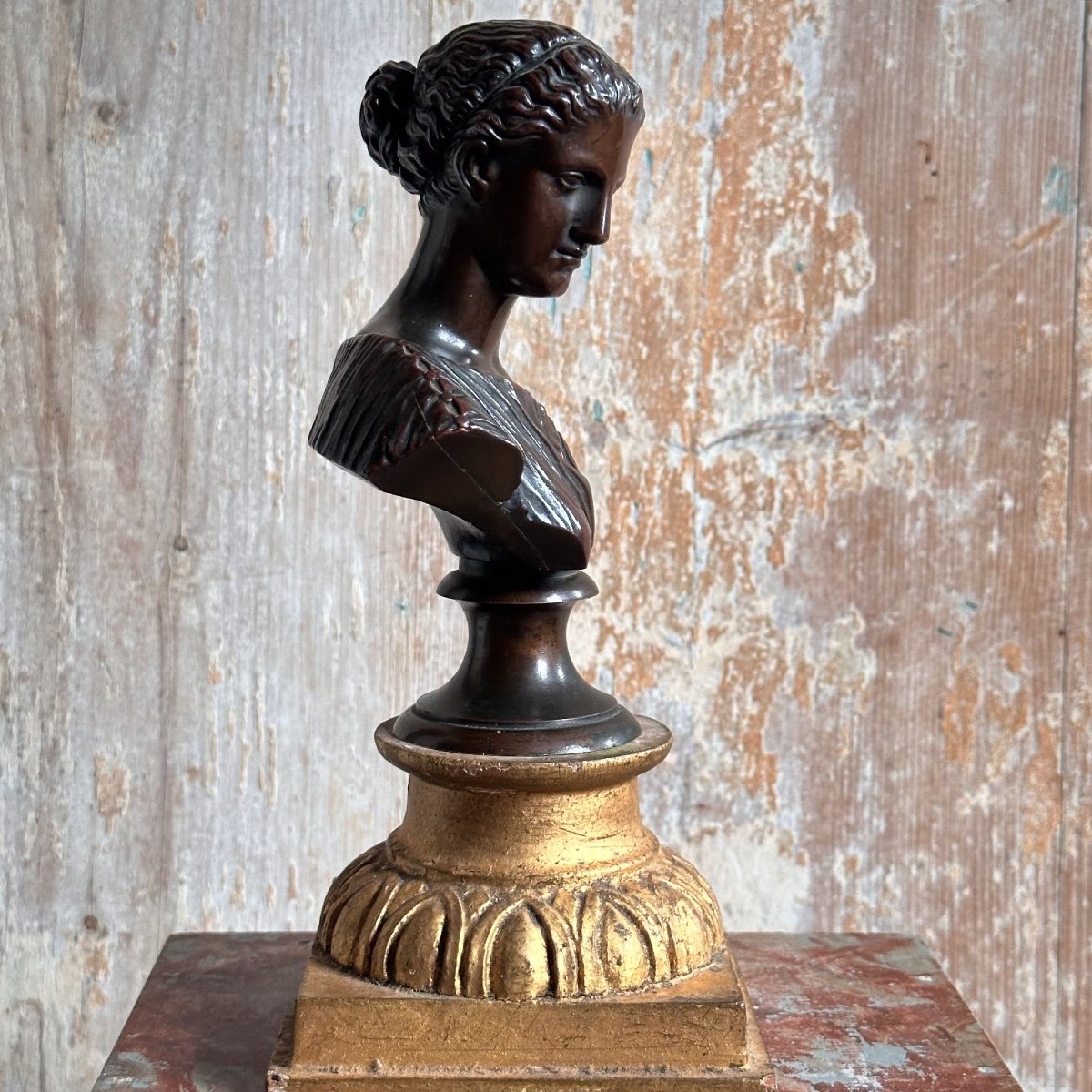 Petit Buste Bronze Diane De Gabies/artémis Fin XIXe-photo-8