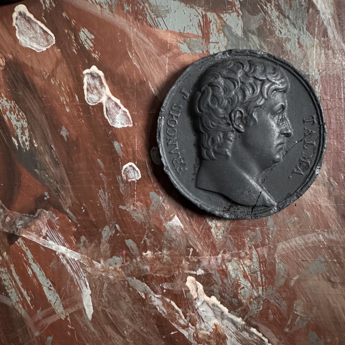 Series Of 9 Grey-pewter Plaster Medals/19th Century-photo-5