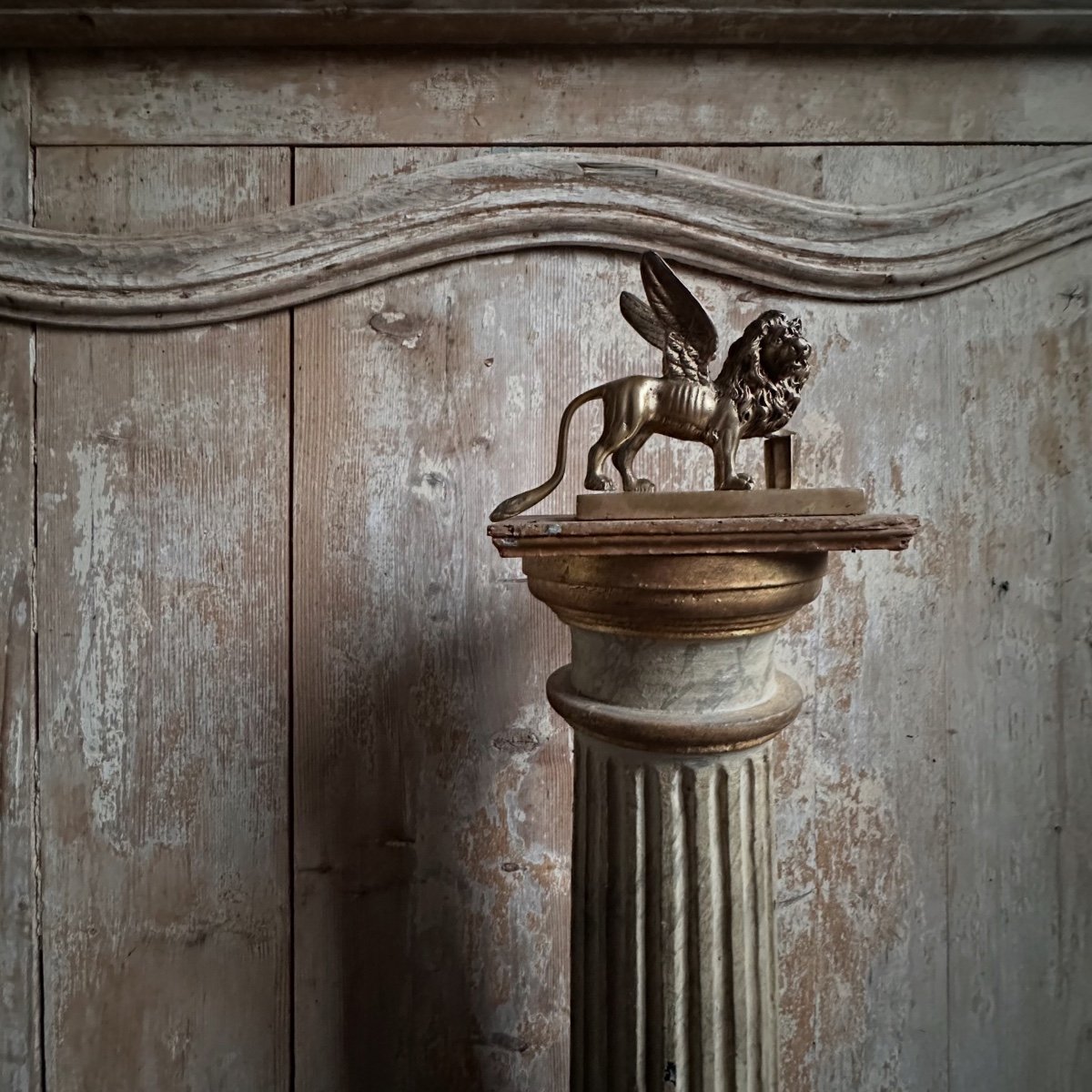 « Lion Ailé de Saint-Marc » sur socle Bronze Fin XIXe-photo-4