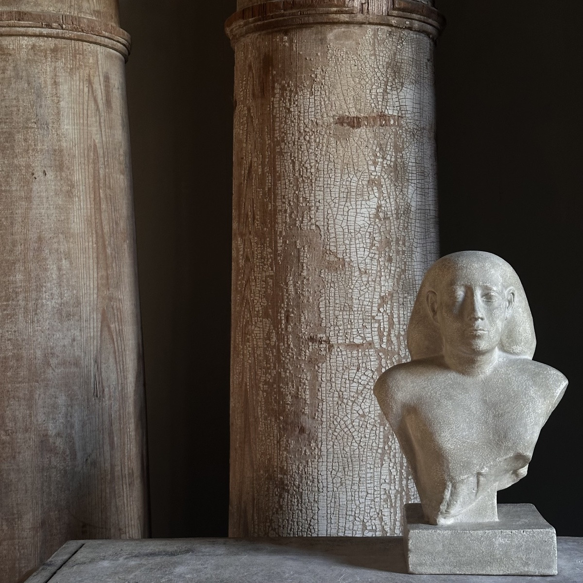 Bust Of A Man From Egypt / Terracotta Cast, 20th Century-photo-6