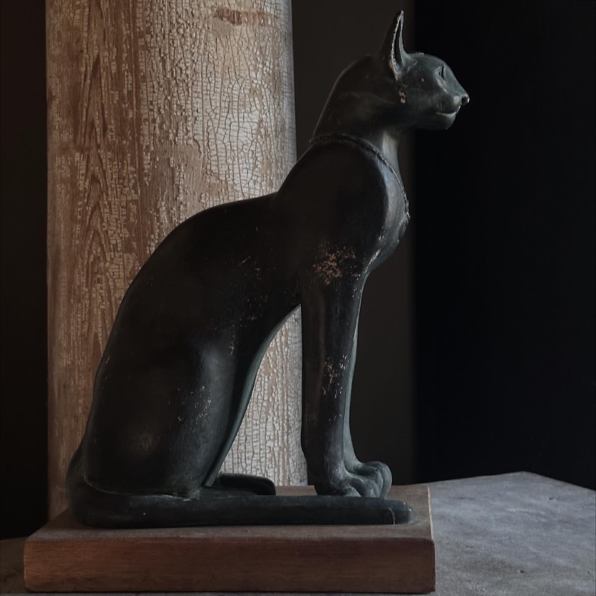 “bastet” Cat With Collar Egypt - 20th Century Cast-photo-2