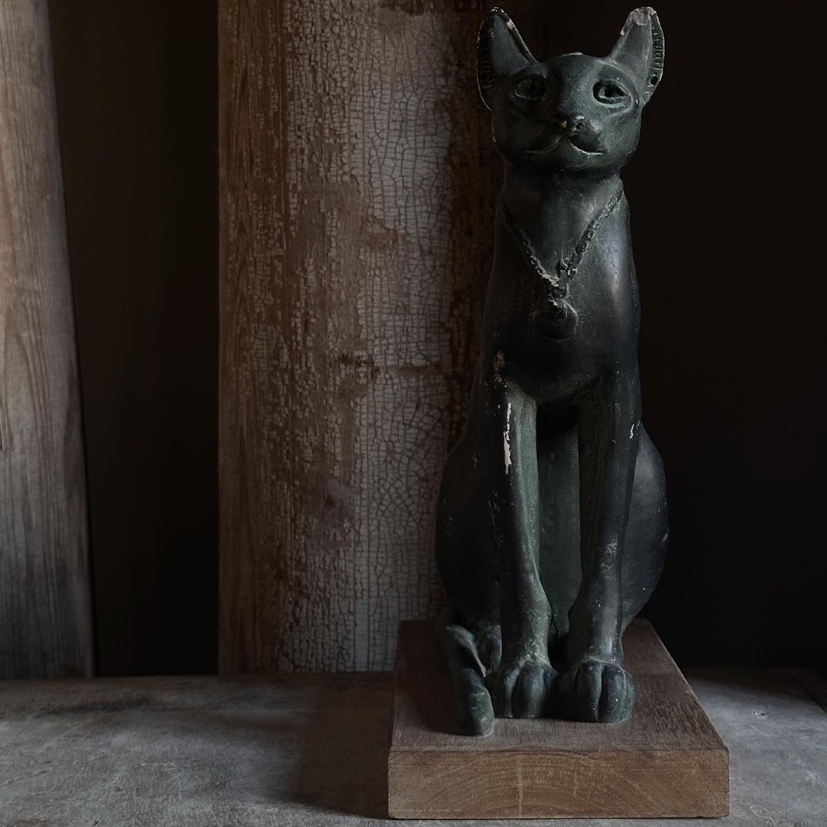 “bastet” Cat With Collar Egypt - 20th Century Cast-photo-3