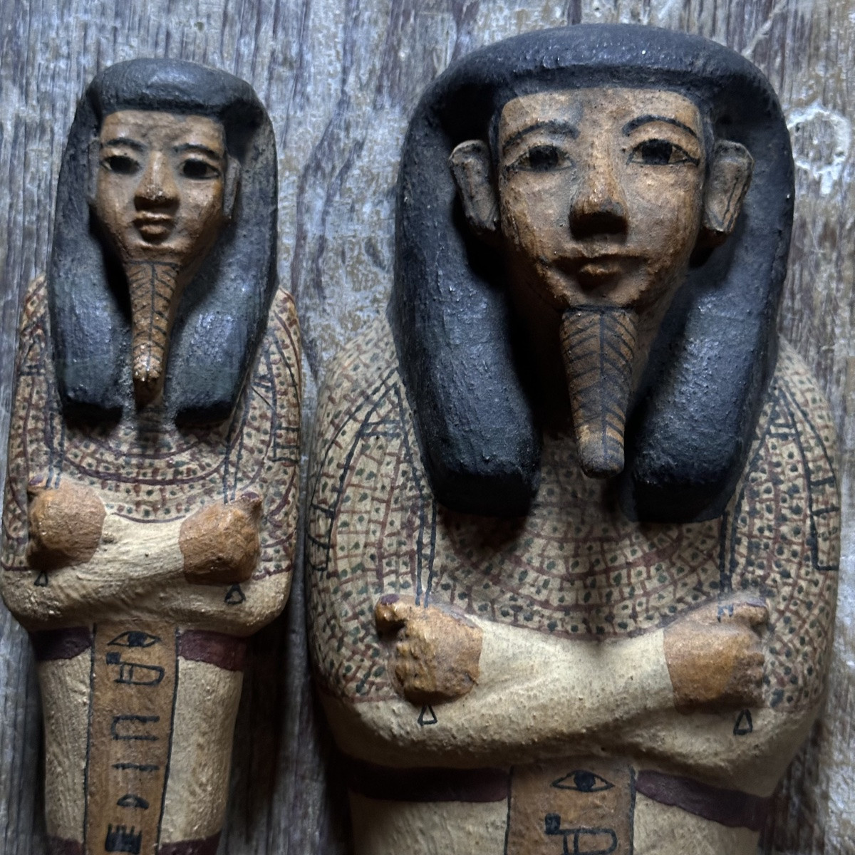 Egyptian Sarcophagus And Its Mummy Carved Wood/ 20th Century-photo-2