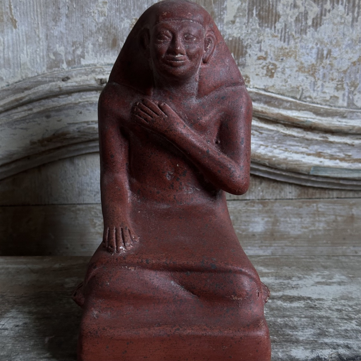 Antique Terracotta Cast Of An Egyptian Scribe/20th Century-photo-2