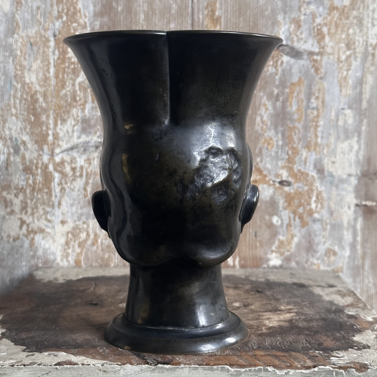 Head Of A Man In The Antique Kantharos Style / Bronze, 19th Century-photo-4