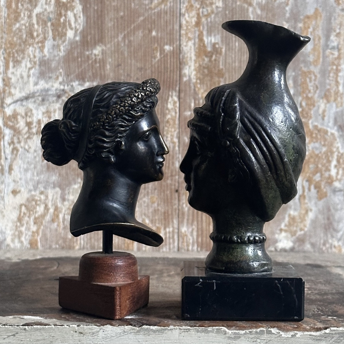 Duo Women In Antique Style/19th Century Bronze-photo-2