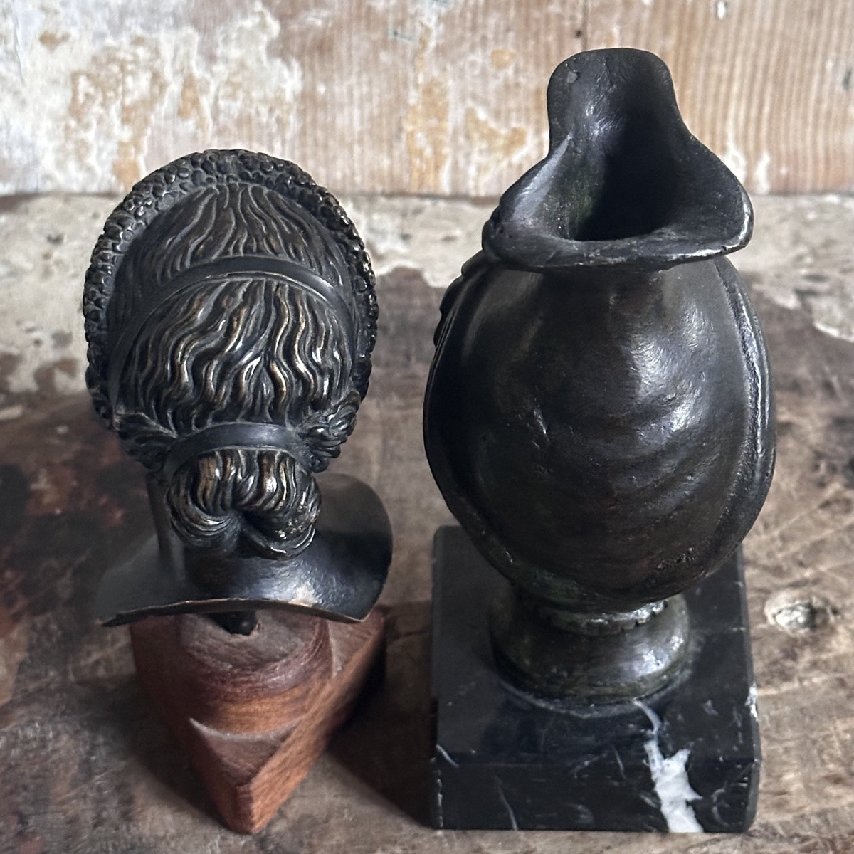 Duo Women In Antique Style/19th Century Bronze-photo-5