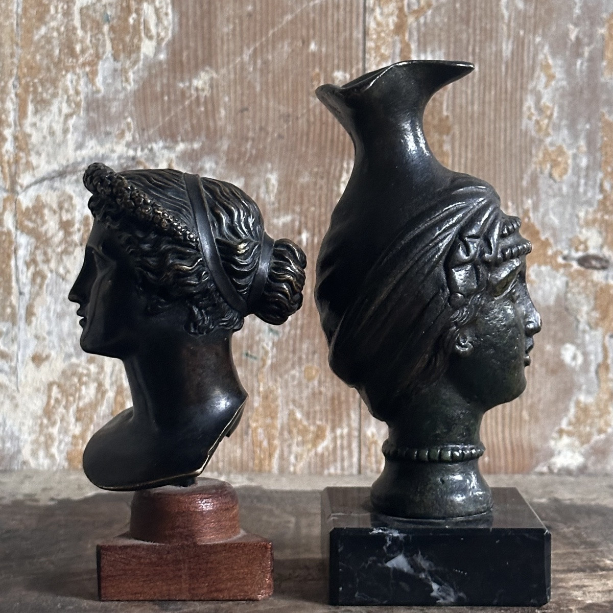 Duo Women In Antique Style/19th Century Bronze-photo-6