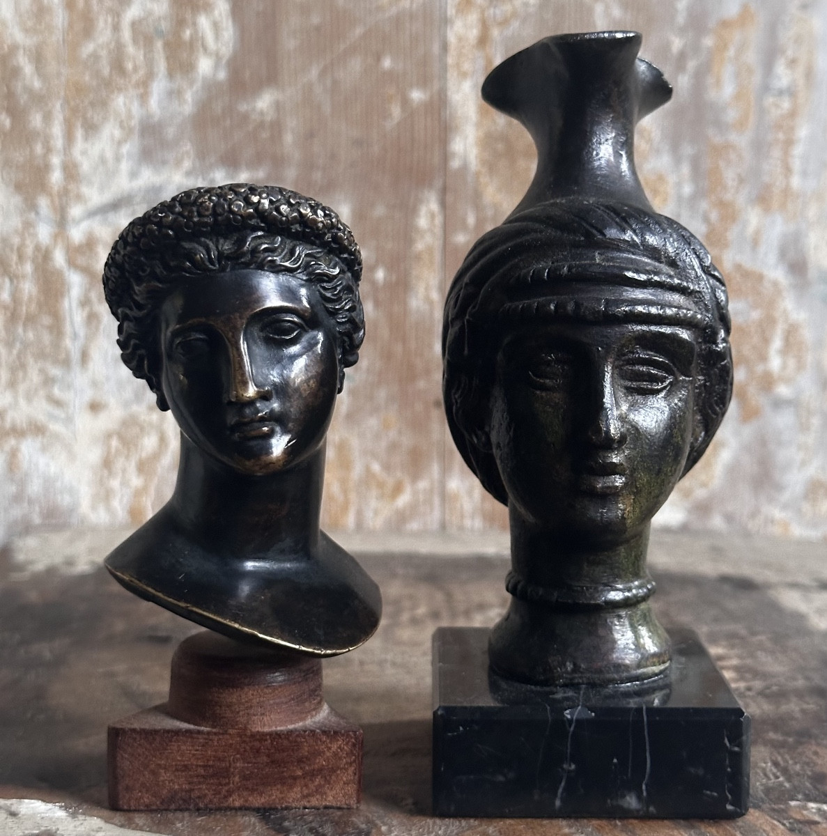 Duo Women In Antique Style/19th Century Bronze