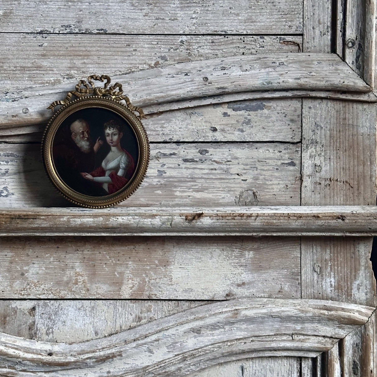 Miniature Oil Painting Empire 19th Century-photo-6