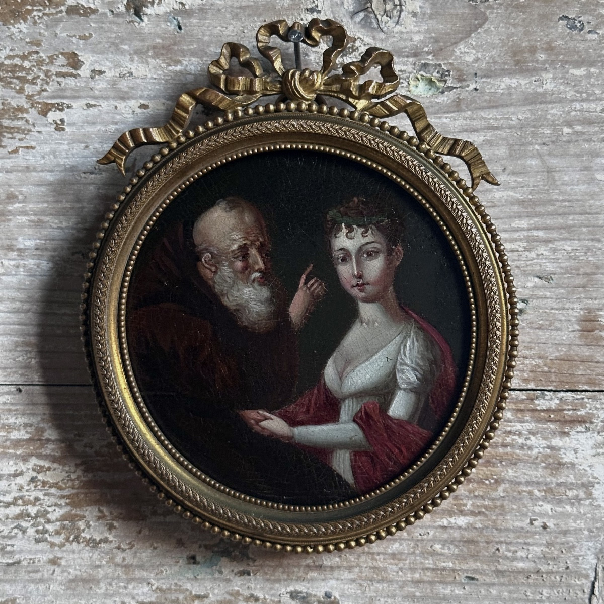 Miniature Oil Painting Empire 19th Century
