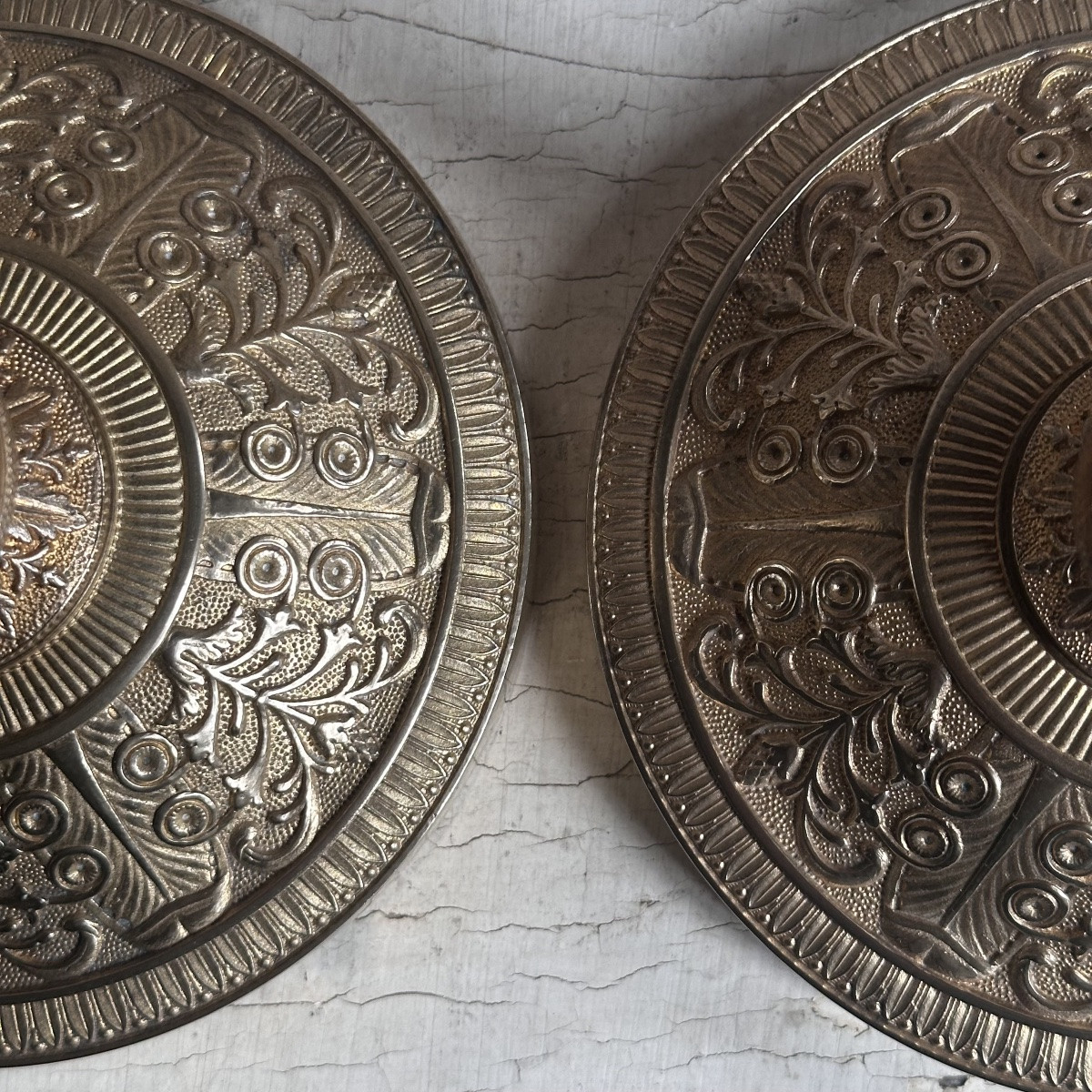 Paire Bougeoirs Flambeaux Empire Bronze Doré Ciselé Début XIXe-photo-4