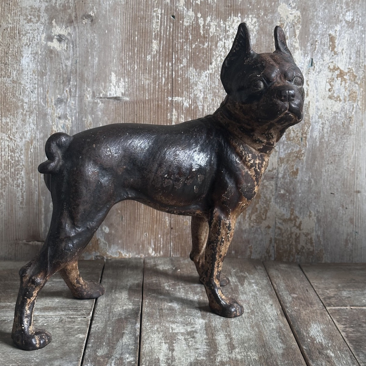 Trio Boston Terriers en Fonte/Hubley Manufacturing Company/USA/Début XXe-photo-1