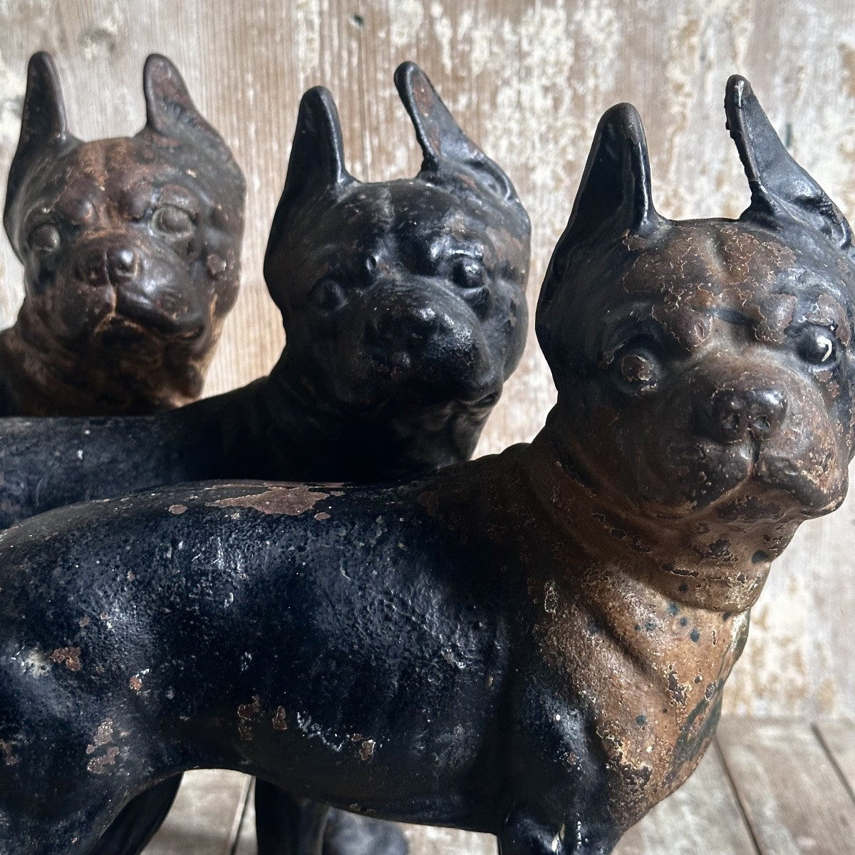 Trio Boston Terriers en Fonte/Hubley Manufacturing Company/USA/Début XXe-photo-7