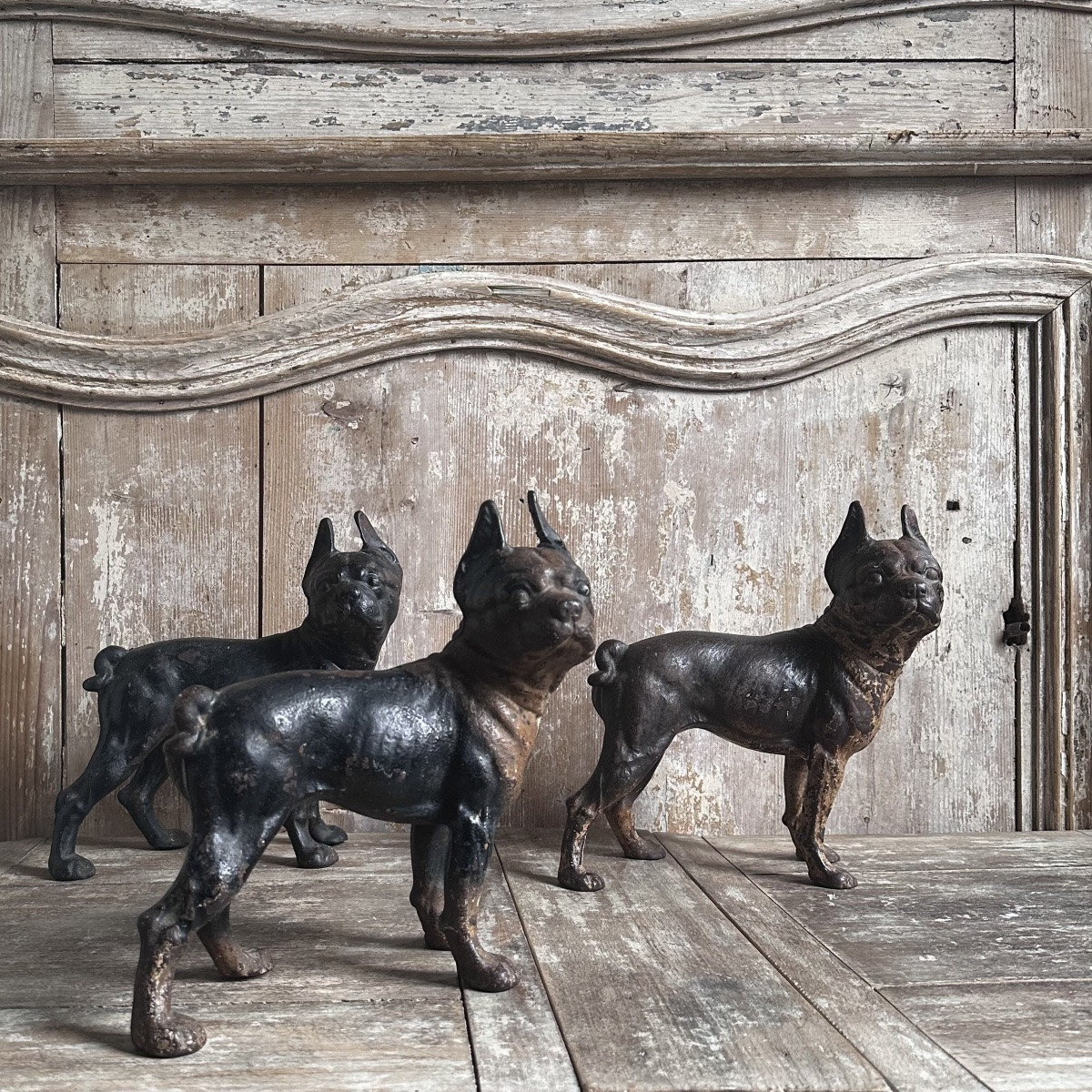 Trio Boston Terriers en Fonte/Hubley Manufacturing Company/USA/Début XXe-photo-8