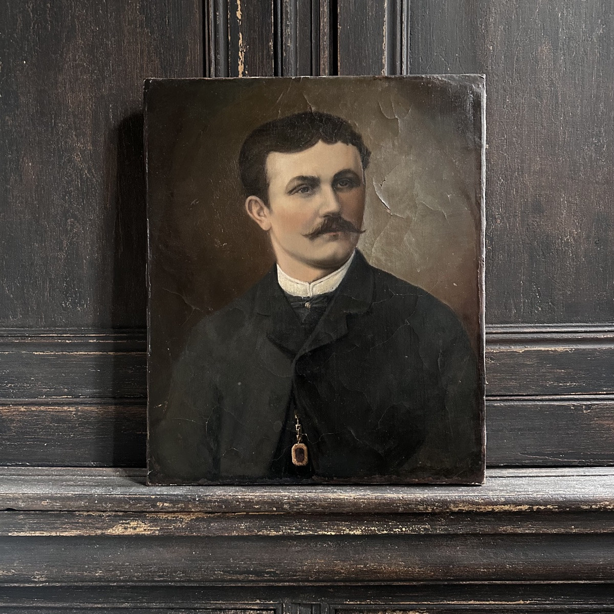 Portrait Of An Elegant Man, Oil On Canvas, Late 19th Century, Signed-photo-3