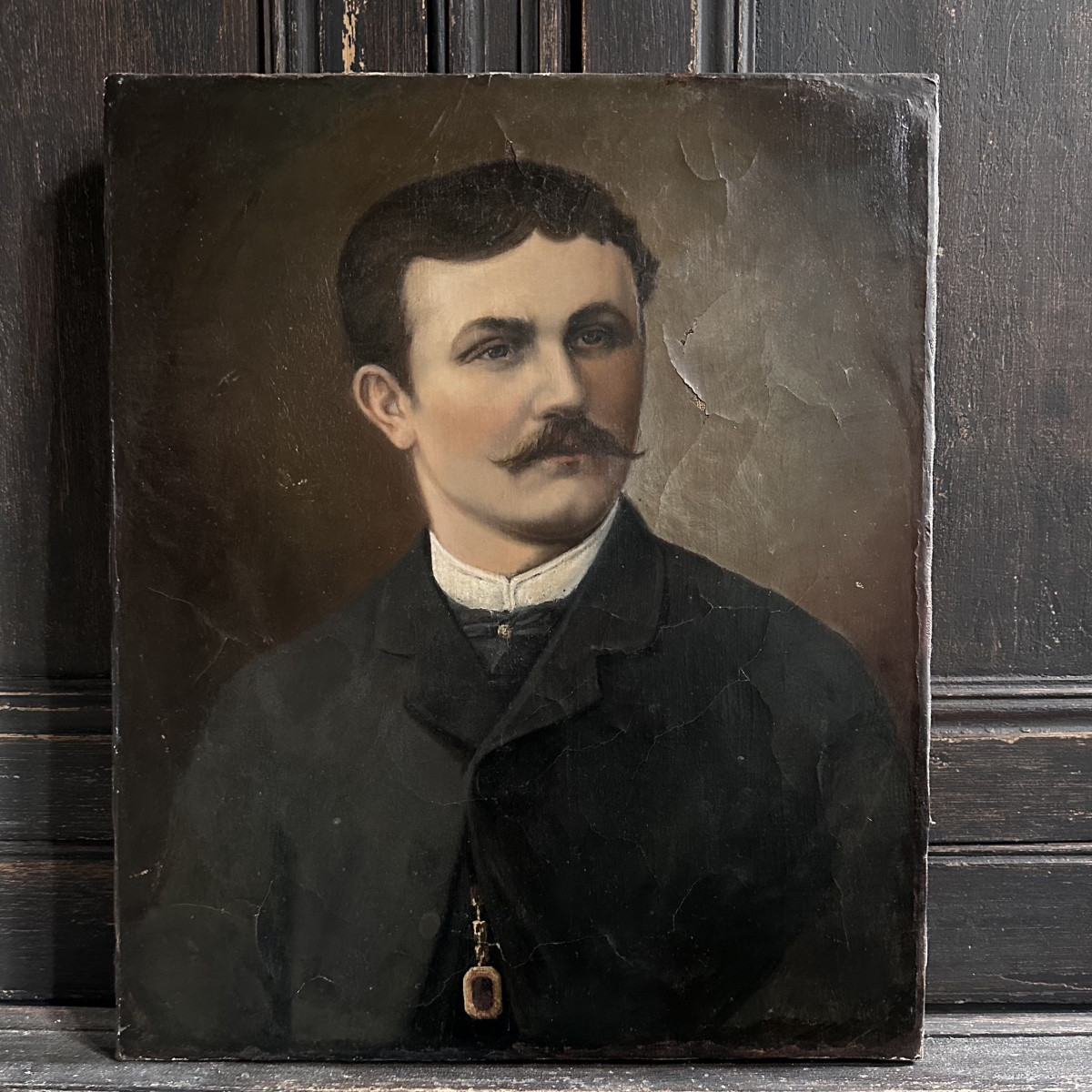 Portrait Of An Elegant Man, Oil On Canvas, Late 19th Century, Signed-photo-4