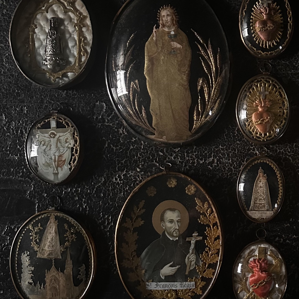 Series Of 10 Ex-votos Reliquaries 19th Century-photo-4