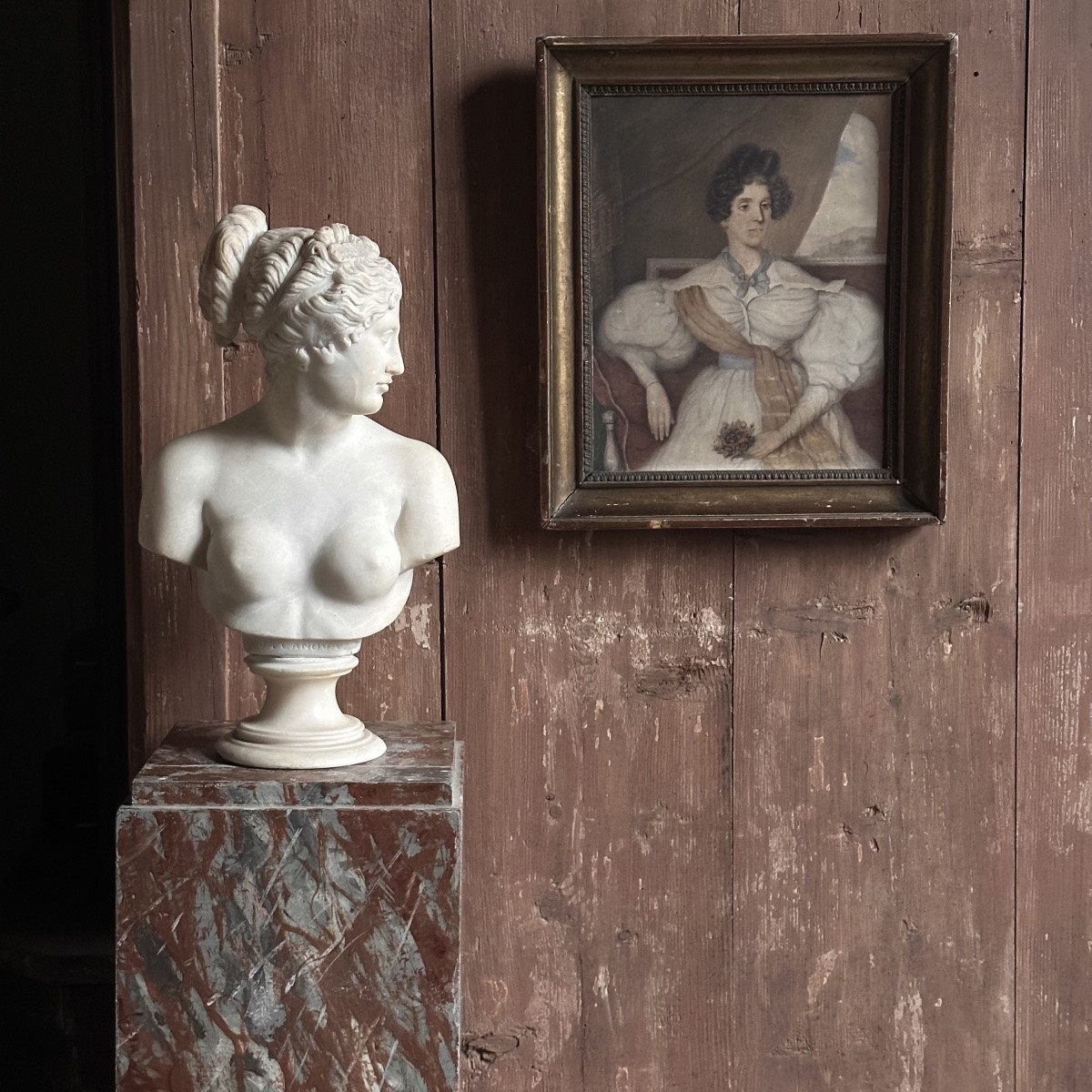 Portrait Jeune Femme Romantique Dessin-Aquarelle/Martial GOBERT 1834-photo-5