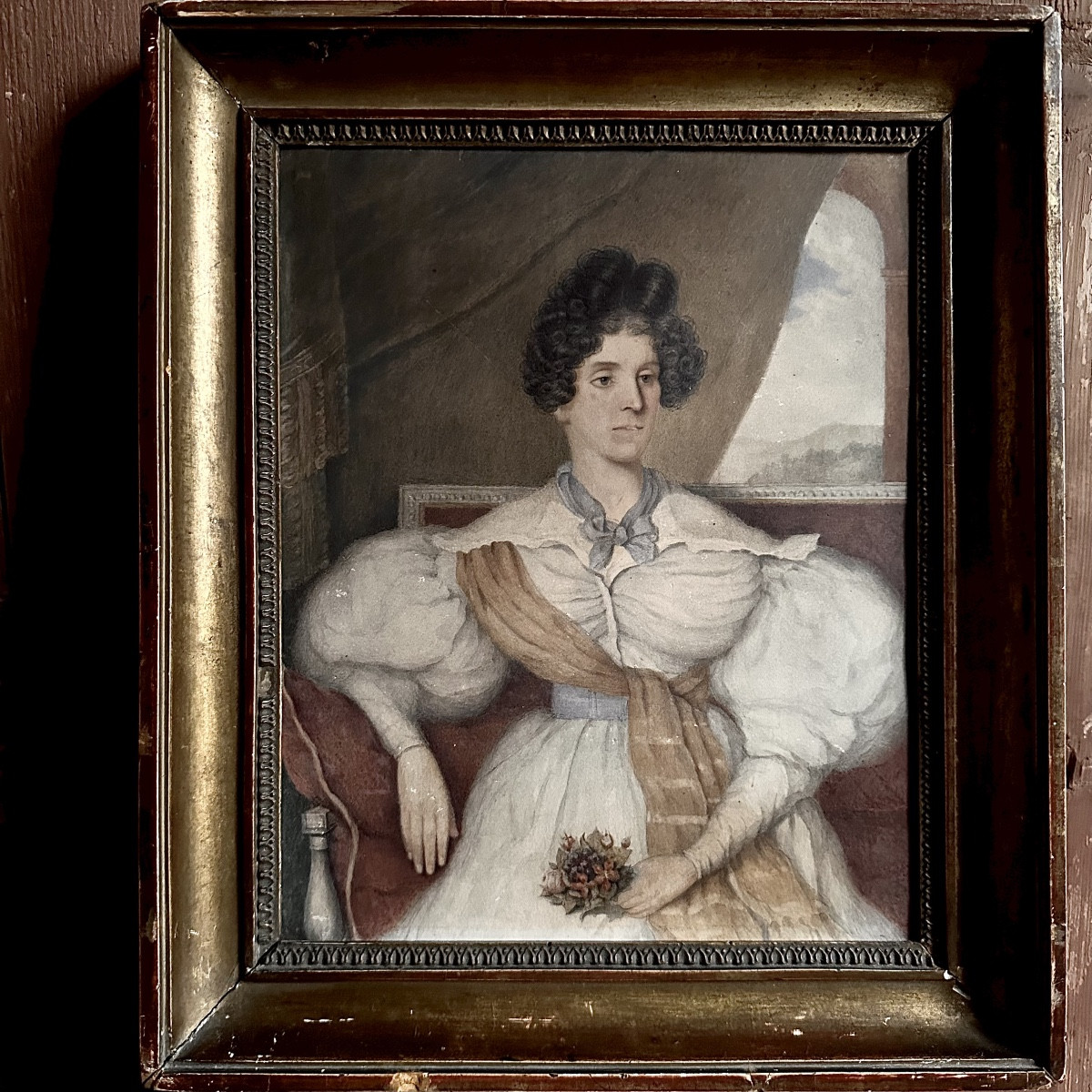 Portrait Jeune Femme Romantique Dessin-Aquarelle/Martial GOBERT 1834-photo-8